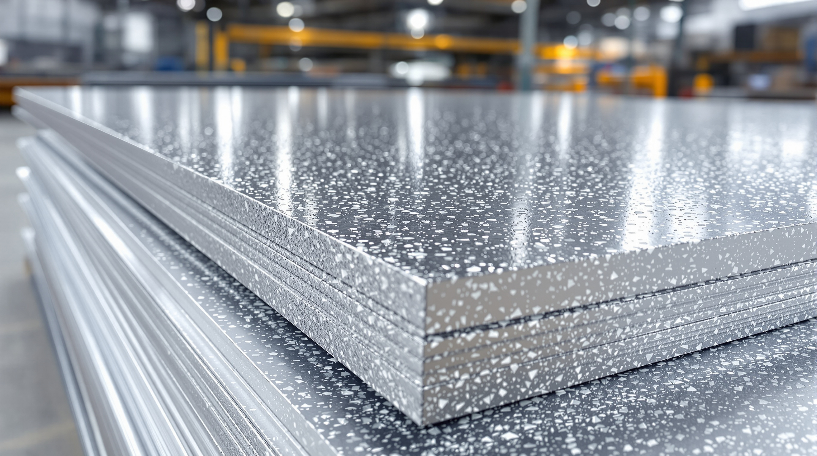 Galvanized steel with zinc spangle surface finish