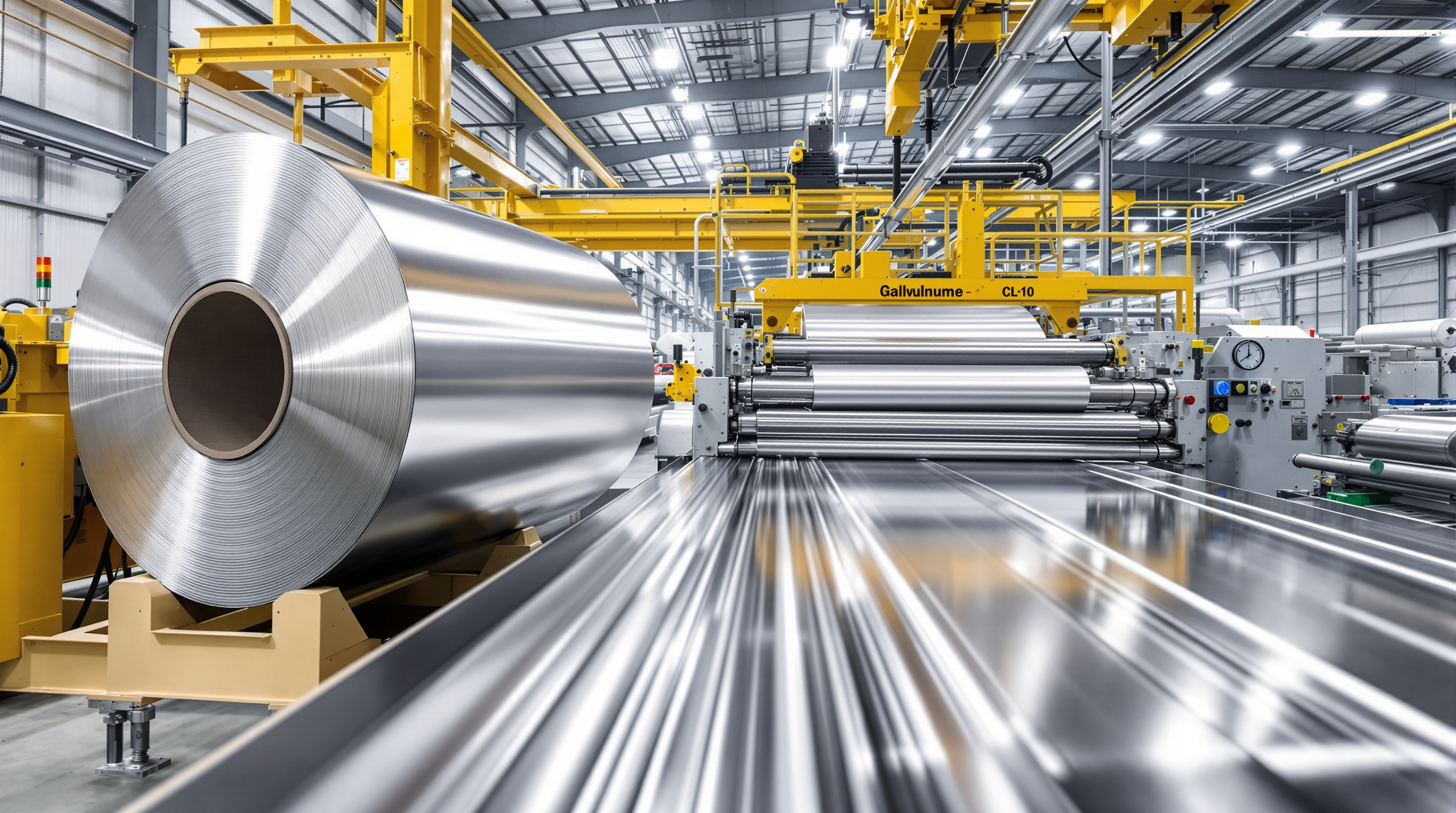 Roll-forming line producing metal roofing from galvalume coil