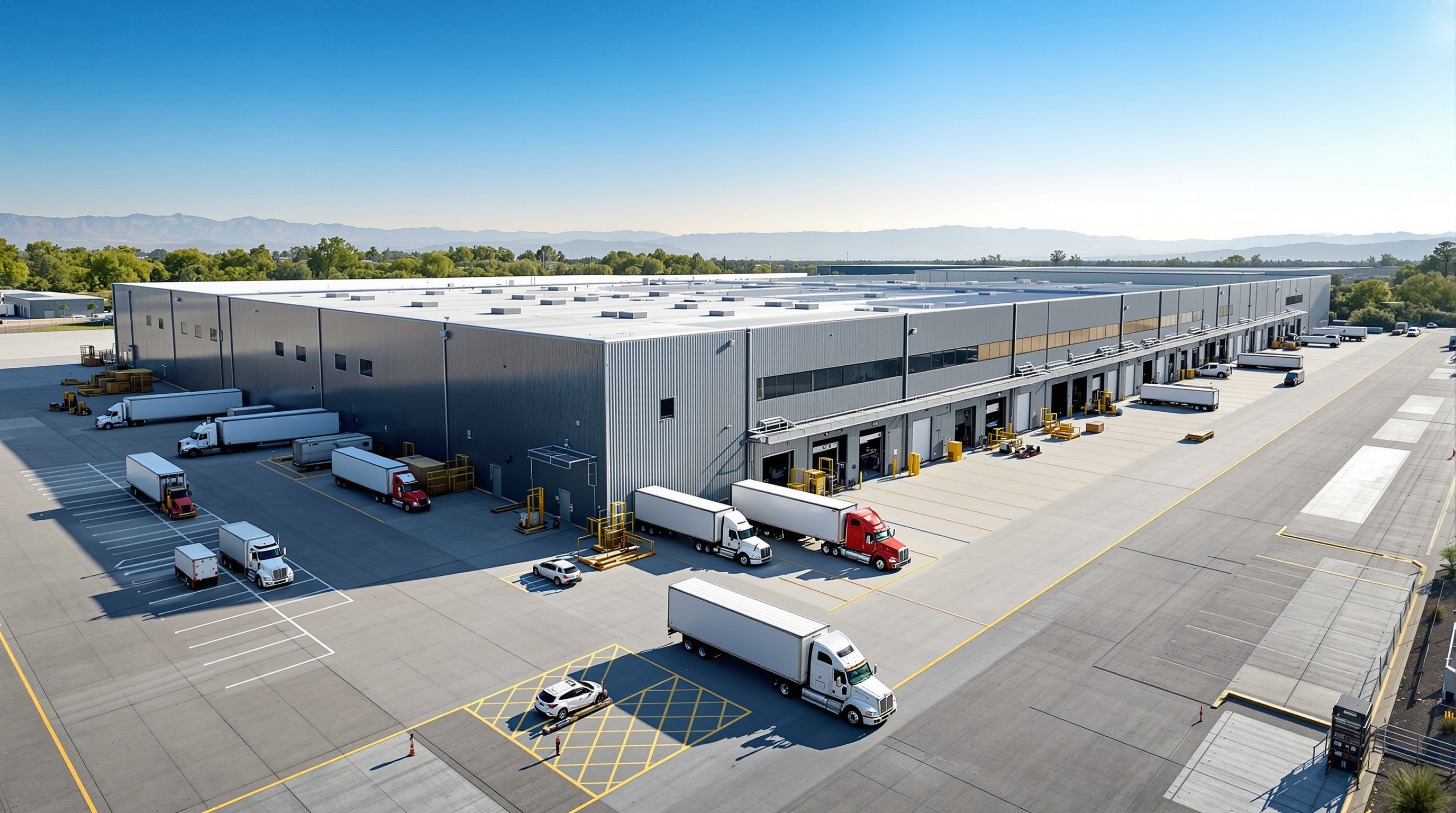 Merit Steel USA Southern California distribution center with truck loading docks