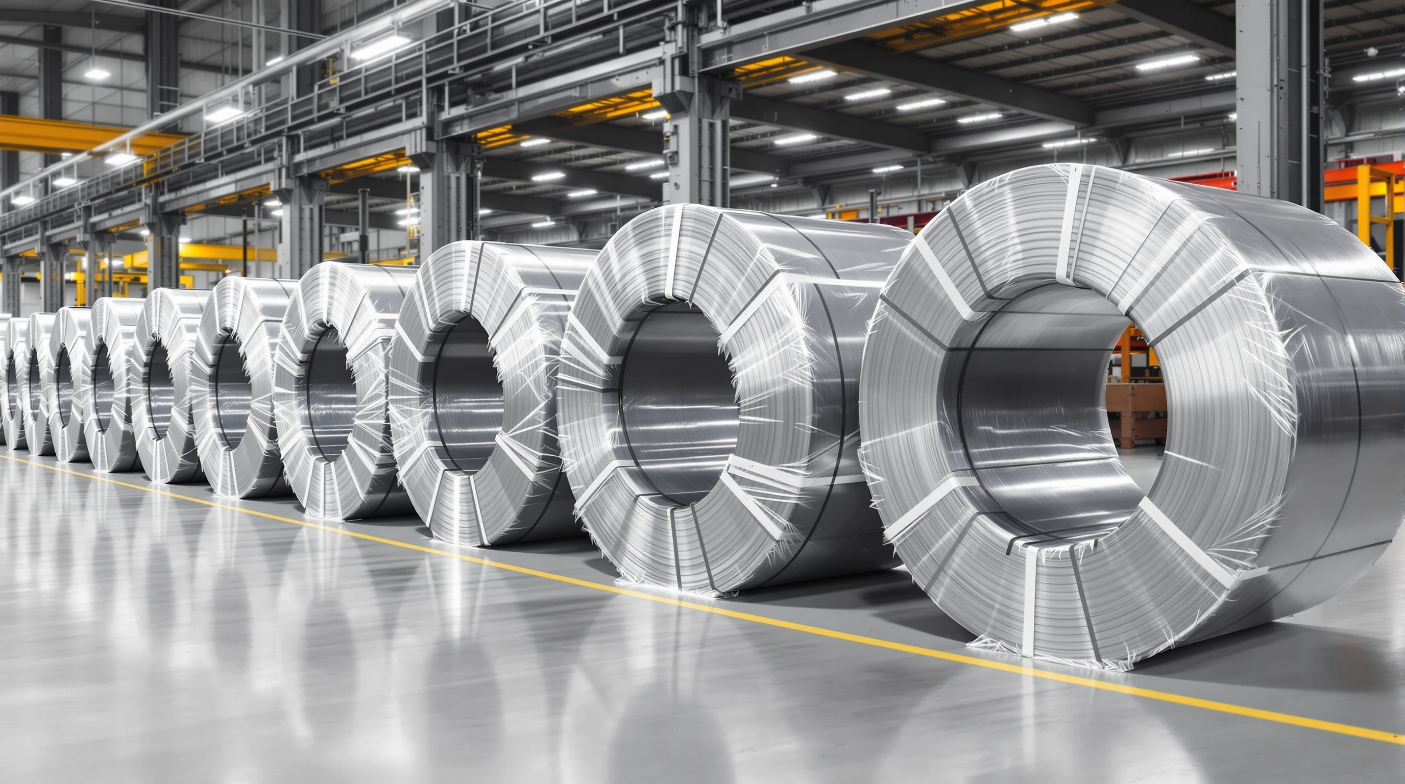 Slit steel coils packaged for delivery after processing